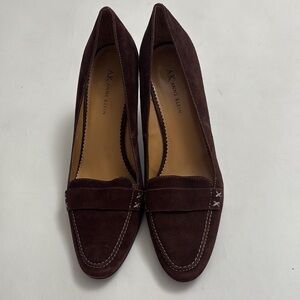 ANNE KLEIN Suede Loafer Kitten Heels